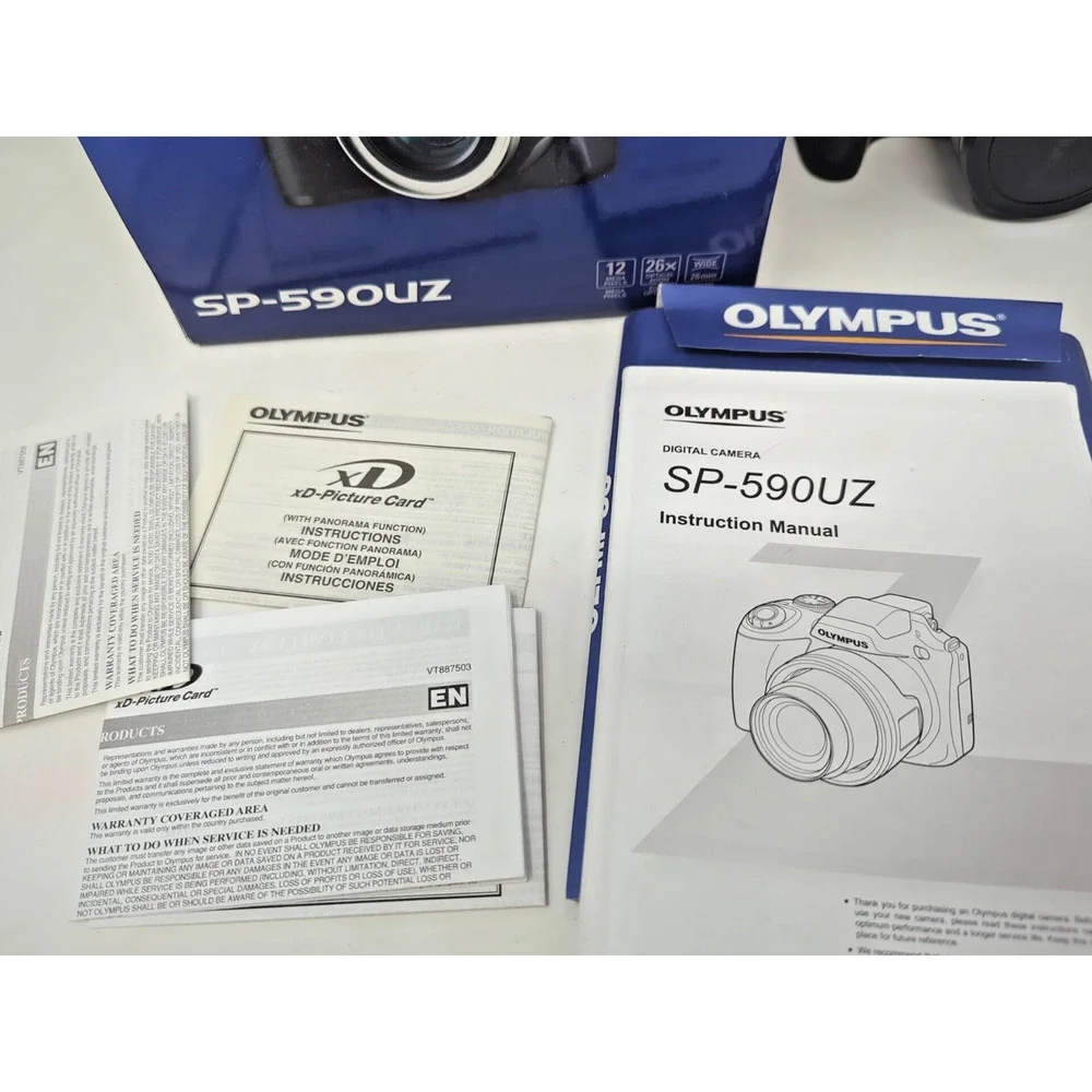 Olympus SP-590UZ 12.0MP 26X Zoom Wide 26mm Digital Camera w/ 2GB card and box
